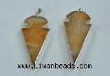 NGP1571 30*65mm arrowhead agate gemstone pendants