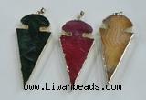 NGP1574 30*65mm arrowhead agate gemstone pendants