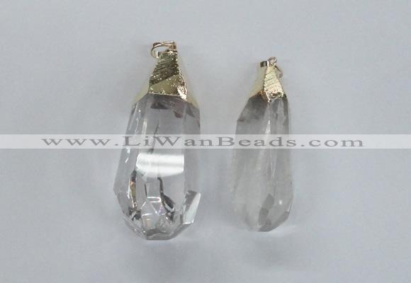 NGP1576 18*50mm - 22*60mm faceted nuggets white crystal pendants