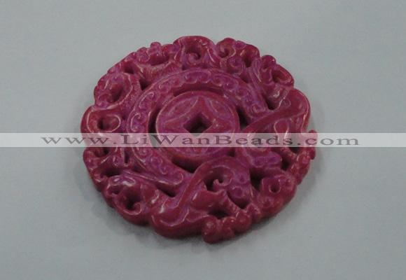 NGP1612 65*65mm Carved dyed natural hetian jade pendants wholesale