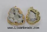 NGP1675 35*40mm - 45*50mm freeform plated druzy agate pendants