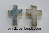 NGP1686 30*45mm - 32*50mm cross druzy agate pendants wholesale