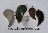 NGP1695 20*40mm - 35*70mm carved leaf agate gemstone pendants