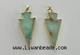 NGP1702 18*39mm arrowhead australia chrysoprase pendants