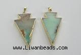 NGP1703 27*47mm arrowhead australia chrysoprase pendants