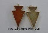 NGP1714 28*50mm - 30*55mm arrowhead agate gemstone pendants