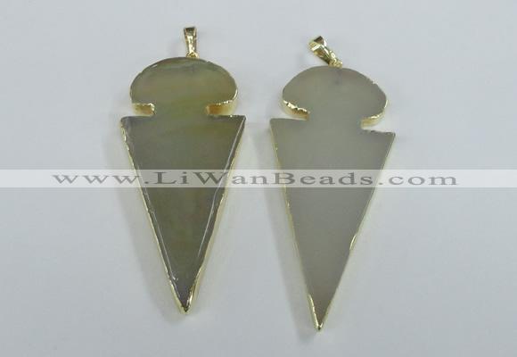 NGP1721 30*65mm arrowhead agate gemstone pendants wholesale