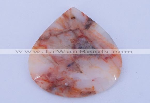 NGP173 2pcs 6*44mm flat teardrop rainbow agate gemstone pendants