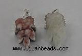 NGP1747 22*30mm - 25*35mm carved leaf druzy agate pendants