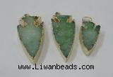 NGP1748 20*30mm - 25*50mm arrowhead druzy agate gemstone pendants