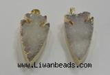 NGP1750 20*30mm - 25*50mm arrowhead druzy agate gemstone pendants