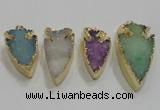 NGP1752 20*30mm - 25*50mm arrowhead druzy agate gemstone pendants