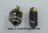 NGP1766 15*35mm - 25*40mm faceted nuggets green phantom quartz pendants