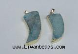 NGP1784 15*35mm - 20*45mm oxhorn druzy agate gemstone pendants