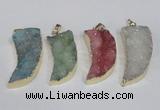 NGP1786 15*35mm - 20*45mm oxhorn druzy agate gemstone pendants