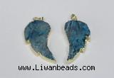 NGP1788 20*40mm - 25*45mm wing-shaped druzy agate pendants