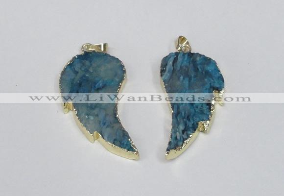 NGP1788 20*40mm - 25*45mm wing-shaped druzy agate pendants