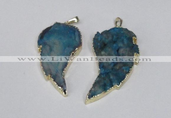 NGP1789 28*45mm - 35*55mm wing-shaped druzy agate pendants