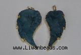 NGP1790 30*60mm - 35*65mm wing-shaped druzy agate pendants