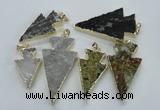 NGP1819 18*38mm - 28*45mm arrowhead druzy agate gemstone pendants