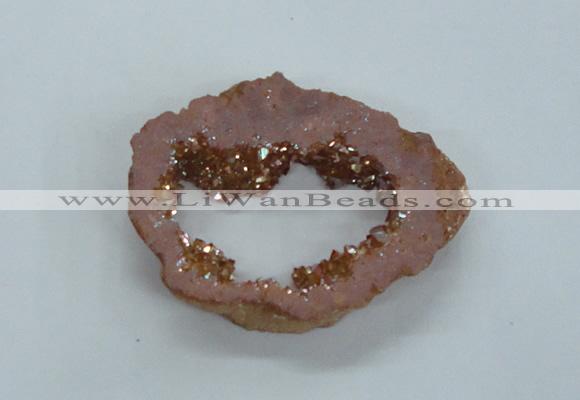 NGP1832 45*55mm - 55*60mm donut plated druzy agate pendants