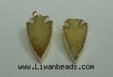 NGP1872 20*30mm - 25*50mm arrowhead druzy agate gemstone pendants