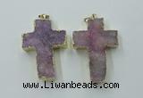 NGP1878 30*45mm - 32*50mm cross druzy agate gemstone pendants