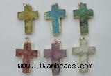 NGP1879 30*45mm - 32*50mm cross druzy agate gemstone pendants