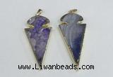 NGP1925 30*65mm arrowhead agate gemstone pendants wholesale