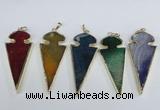 NGP1927 30*65mm arrowhead agate gemstone pendants wholesale