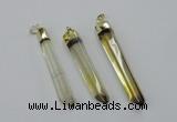 NGP1932 10*55mm - 12*65mm stick lemon quartz pendants wholesale