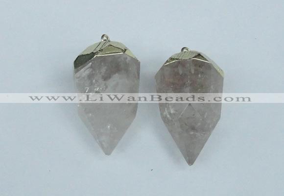 NGP1936 18*35mm - 20*40mm faceted nuggets white crystal pendants