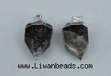 NGP1937 18*35mm - 20*40mm faceted nuggets smoky quartz pendants