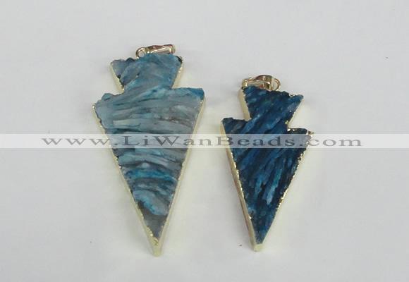 NGP1942 20*38mm - 25*45mm arrowhead druzy agate gemstone pendants