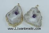 NGP1950 30*40mm - 45*55mm freeform druzy agate & amethyst pendants