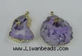 NGP1951 30*40mm - 45*55mm freeform druzy agate & amethyst pendants