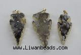 NGP1987 15*40mm - 20*50mm arrowhead druzy agate pendants