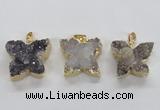 NGP1990 22*25mm - 25*30mm butterfly druzy agate pendants