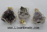 NGP1992 35*40mm - 40*45mm freeform druzy amethyst pendants