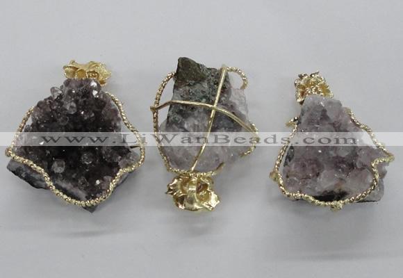 NGP1992 35*40mm - 40*45mm freeform druzy amethyst pendants