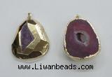 NGP1996 35*45mm - 40*50mm freeform plated druzy agate pendants