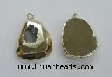 NGP1997 35*45mm - 40*50mm freeform plated druzy agate pendants