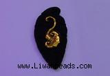 NGP2001 22*45mm carved gold plated matte black obsidian pendants