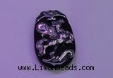 NGP2003 22*35mm carved silver plated matte black obsidian pendants