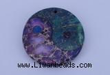 NGP206 6*40mm coin dyed imperial jasper & chrysocolla gemstone pendant