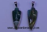 NGP2062 15*40mm - 18*45mm arrowhead striped agate pendants