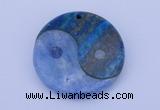 NGP207 6*40mm coin dyed blue lace agate & chrysocolla gemstone pendant