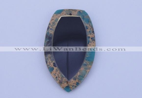 NGP210 30*50mm fashion dyed imperial jasper & black stone pendant