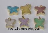 NGP2114 15*20mm - 18*25mm butterfly druzy agate gemstone pendants