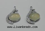 NGP2125 22*35mm agate gemstone pendants with crystal pave alloy settings